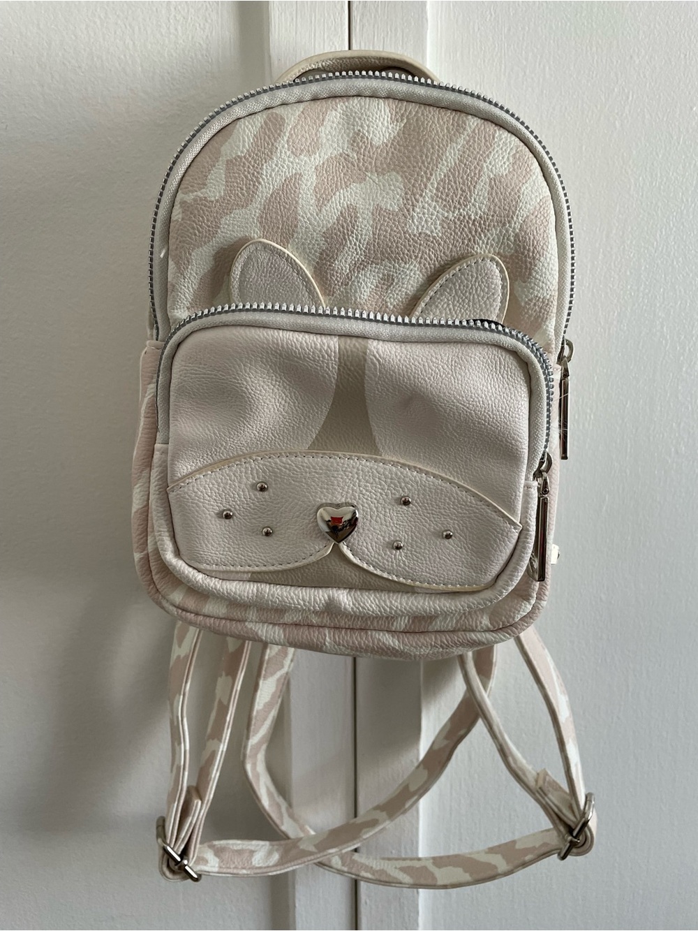 Betsey Johnson Dog Face Black Floral Lined Mini Backpack ExcellentShape LikeNew